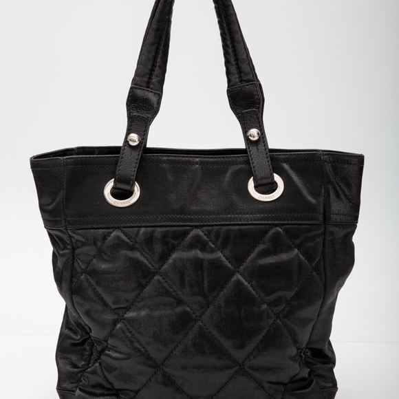 CHANEL PARIS BIARRITZ CLASSIC QUILTED NYLON CANVAS TOTE (2007) - Picture 2 of 13